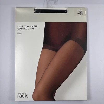 Medias superiores Nordstrom Rack para mujer talla B de control transparente negro azabache 20 denier Foto 1 de 4