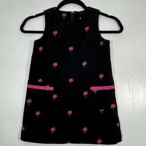 VTG Lilly Pulitzer Girls Dress Black Pink Corduroy Size 4 Beach Summer Cotton - Picture 1 of 10