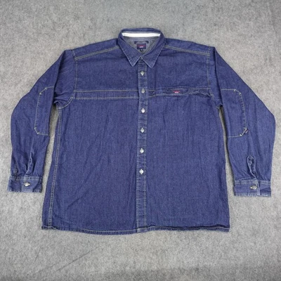 Camisa Tommy Hilfiger De Colección Para Hombres 2XL Azul Denim Jeans Western Y2K Foto 1 de 4