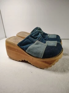 VTG Soda Platform Sandals Womens 7.5 Patchwork Boho Coastal Y2K Festival 90s - Picture 1 of 20