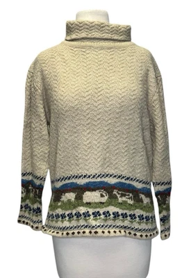 Vintage Sheep Sweater Cow Farm Linen Wool Large Nicholas Mosse by Joan Millar - Image 1 of 4