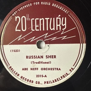 10" 78 RPM-Abe Neff-Russian Kazotchka/Russian Sher/20th Century 2315 - Imagen 1 de 4