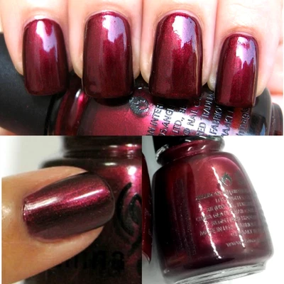 China Glaze SHORT & SASSY Retro Diva 2009 Wine Red Shimmer Nail Polish *VHTF* - Image 1 of 4