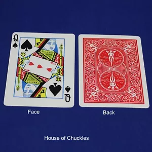 Queen Spades reveals 3 of Hearts - OFFICIAL - Red Back Bicycle Gaff Playing Card - Picture 1 of 3