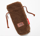 Peace Love World Faux Fur Wine Bag with Drawstring Chocolate
