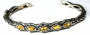 Pulsera de plata esterlina Carolyn Pollack cinco citrinos pergamino 9 mm 7" muñeca - Imagen 1 de 5