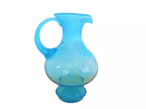 BELLISSIMA BROCCA IN VETRO VORTICOSO BLU VINTAGE ANNI 60 PERFETTA CON MANICO - Foto 1 di 1