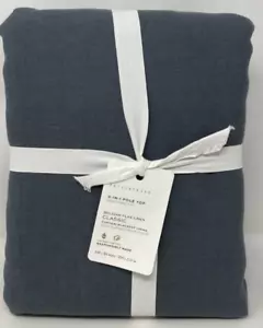 Pottery Barn Belgian Flax Linen Doublewide Blackout Drape 100" x 84" Steel Blue - Picture 1 of 4