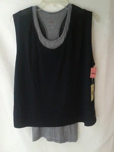 Tangerine Women's Layered Yoga Workout Tank Top Navy / Gray Size Small - Picture 1 of 12