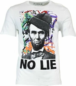 Men's White Crew Neck Graphics Shirt Abraham Lincoln No Lie - Forever 21 MENS - Picture 1 of 2