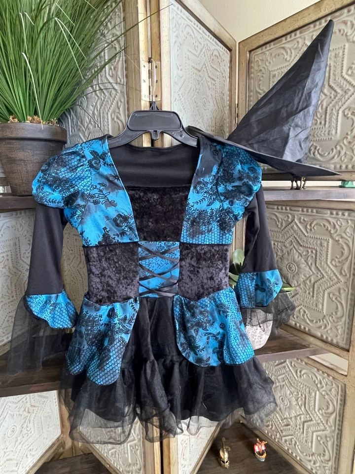 Pretty Witch Costume with Dress and Hat, Size 6 - 8 - Image 1 of 1