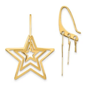 14k Yellow Gold Triple Star Dangle Earrings - Picture 1 of 7