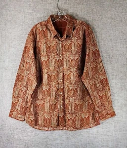 Tommy Bahama Herren Hemd Large Rostblatt Knopfleiste Langarm Seide Baumwolle Schön! - Bild 1 von 10