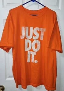 The Nike Tee Just Do It T Shirt Mens XL Orange White Loose Fit Short Sleeve - Picture 1 of 10