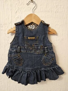 Dolce Gabbana Baby Girl Denim Dress 74 - 80 Cm Blue Animal Print - Picture 1 of 16