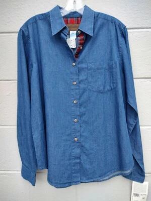 Pendleton denim chambray shirt Flannel Plaid Accent Deadstock 1980's Size M - Image 1 of 4