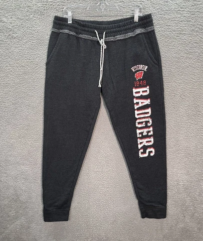 Wisconsin Badgers Sweatpants Womens Large Gray Bucky Badger NCAA UW Madison Cover