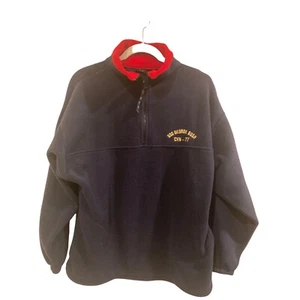 USS George Bush CVN- 77 Blue Fleece Pullover 1/4 Zip Shirt Sweatshirt Size Large - Imagen 1 de 6
