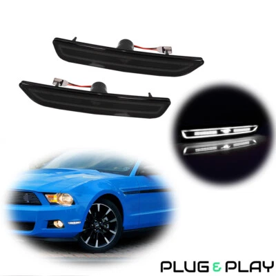 Luces LED marcador lateral blanco ahumado para parachoques delantero Ford Mustang 2010-2014 Foto 1 de 4