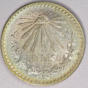 1923 Mexico Silver 1 Peso Liberty Cap-Rays - Picture 1 of 2