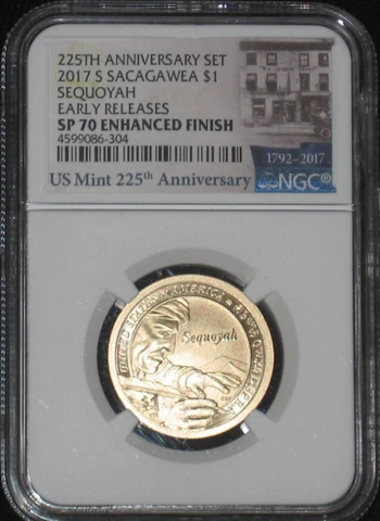 2017 S Sacagawea Enhanced Dollar Anniversary set NGC Grade SP 70 ER SEQUOYAH $1 Cover