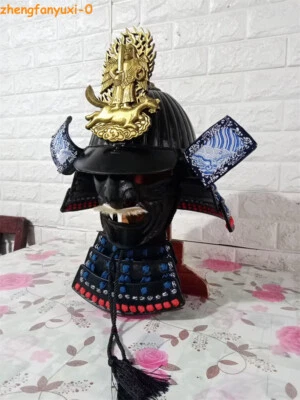 Wearable Vintage Japanese Samurai Armor Helmet Men Warrior Mask Cosplay Prop - Image 1 of 4