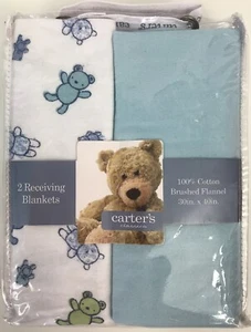 Carter’s Classics Cotton Receiving Blankets Bears Blue Z18609H 2003 NEW - Picture 1 of 3