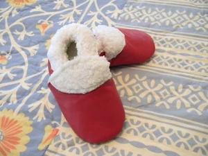 Rose Pink Leather Faux Fur Bootie Slippers Crib Shoes - Girls 18-24 mo - NEW! - Picture 1 of 3