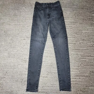 Levis Size 26 Girls Youth Jeans Mile HIgh Super Skinny Black Denim - Picture 1 of 13