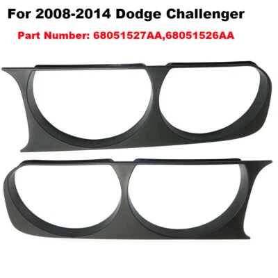 Borde de bisel de faros izquierdo y derecho negro para Dodge Challenger 2008-2014 68051527AA Foto 1 de 4