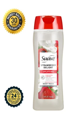 Jabón corporal edificante Suave Strawberry Delight, con glicerina y vitamina E, 18 oz Foto 1 de 4