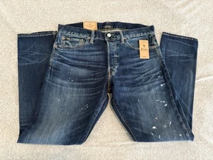 Polo Ralph Lauren Sullivan Slim Denim Jeans Distressed Paint Mens 33x30 NWT $168 - Picture 1 of 9