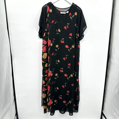 Vintage Maxi Dress Plus Size 3X Chiffon Artsy Boho Soft Goth Witchy Romantic USA - Image 1 of 4