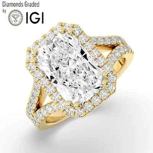 Radiant Solitaire Labgrown Diamond Engagement Ring 18k Yellow Gold 7.75 Ct - Picture 1 of 20