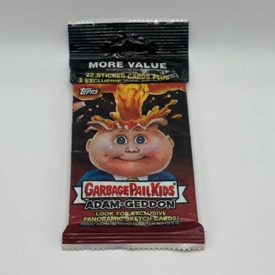 2017 Garbage Pail Kids Adam-Geddon Wertpaket 22 Stickerkarten + 2 80er Sticker - Bild 1 von 2
