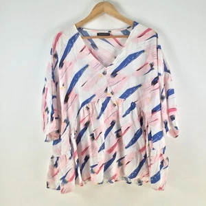 Caroline Morgan womens blouse top size 12/14 multicolour 3/4 sleeve 110244 - Picture 1 of 8