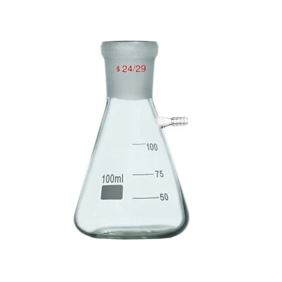 100ml 24/29 Glass Filtering Flask Lab Chemistry Filtration Bottle - Image 1 of 3