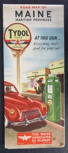 1948 Maine road map Flying A Tydol oil gas Maritime Provinces Canada - Picture 1 of 4