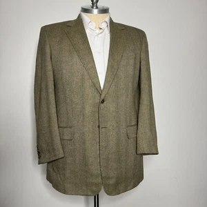 Custom Tailored | Men's 46R Sport Coat Blazer Jacket Brown Wool Herringbone - Picture 1 of 11