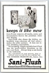 PRINT AD 1924 Sani-Flush Toilet Bowl Cleaner SMALL 3 x 4 - Picture 1 of 3