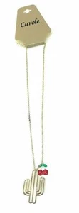 Carole Gold Color Necklace Cactus Cherry - Picture 1 of 2