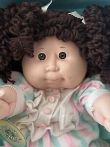 HTF Cabbage Patch Kids Girl Popcorn Brown Hair Eyes Mint In Box Flannel Pajamas