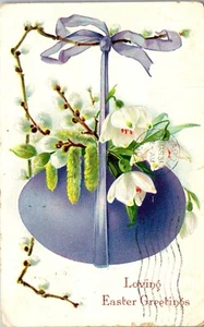Vintage Ostern Postkarte Tuck's großes Ei Riverdale Chicago STA Stern Stempel - Bild 1 von 3