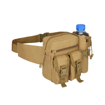 Tactical Hiking Waist Pack With Water Bottle Holder Running Waist Hip Belt Bag - Image 1 of 4