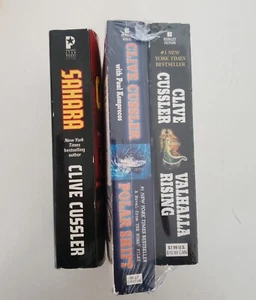 3 book lot - Polar Shift Valhalla Rising Sahara Paperback Books Clive Cussler - Picture 1 of 9