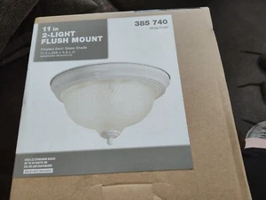 11 in. 2-Light White Flush Mount Frosted Swirl Glass Dome - Picture 1 of 12