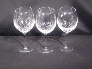 Pier 1 Angled Rim Crackle Clear Goblet Red Wine Set of 3 - Picture 1 of 23