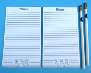 FS NIP 2 PILLSBURY DOUGHBOY NOTEPADS & 2 MATCHING PENCILS - POPPIN' FRESH - Picture 1 of 5