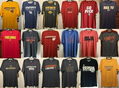 New Collegiate Men's Polyester T-shirt NCAA Tee Shirt College Sports Poly Shirts Cover