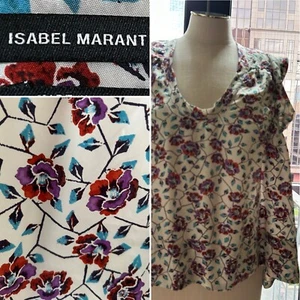 ISABEL MARANT Designer 100% Silk Floral Print Sleeveless Pullover Top Size Small - Picture 1 of 11
